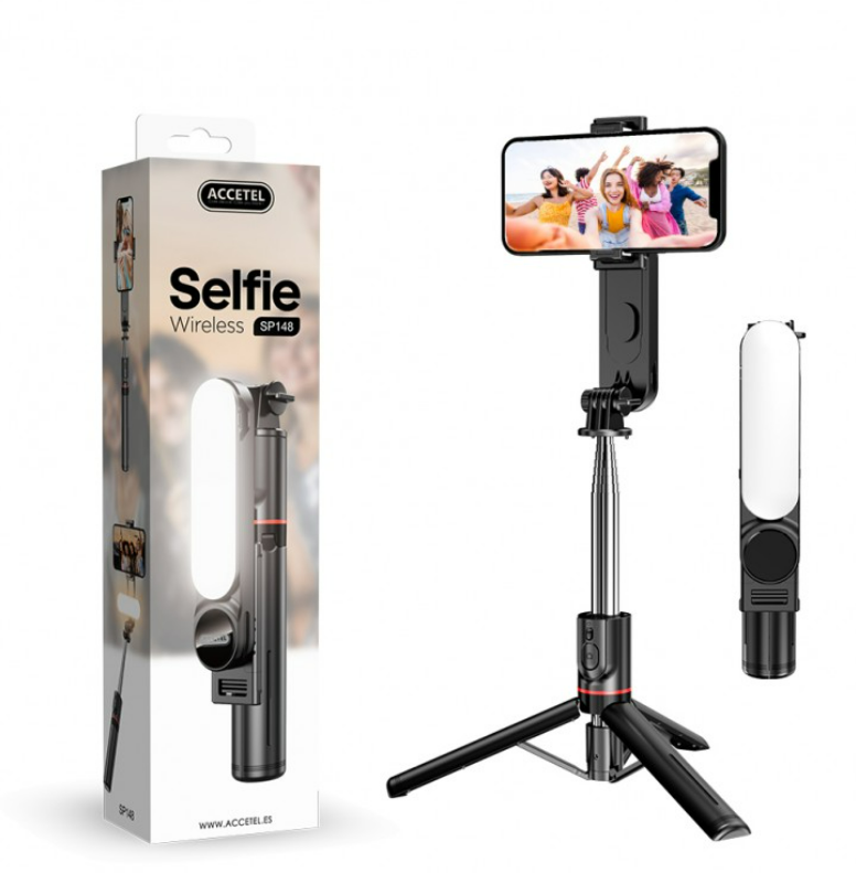 Palo Selfie con Tripode y foco de luz | Bluetooth