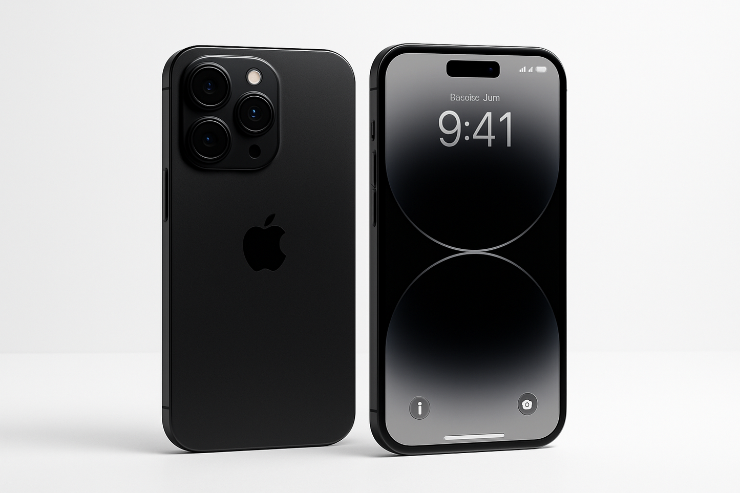 DOS IPHONE 15 PRO EN NEGRO, UNO QUE SE VEA LA PANTALLA Y EL OTRO EL DORSO