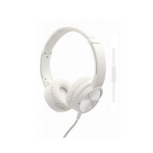 Auricular Casco con Micrófono y Botón Multifunción - Blanco