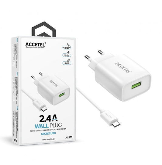 AC335 Cargador de Pared USB 2.4A con Cable MicroUSB (1 m)