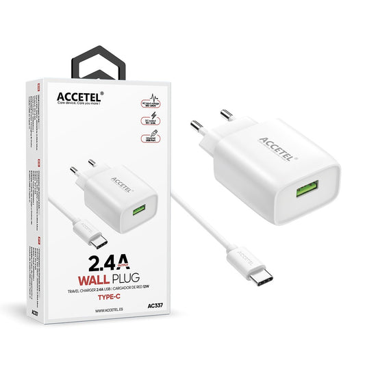 AC337 Cargador de Pared USB 2.4A - Cable USB-C