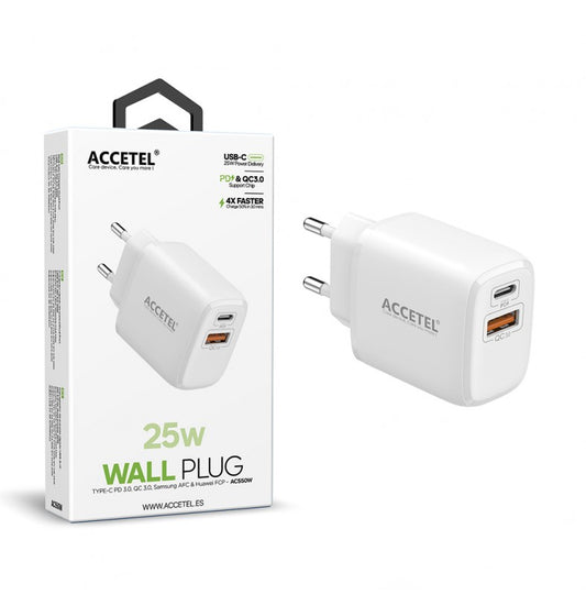 AC550W Cargador de Pared de Carga Rápida USB-A + USB-C