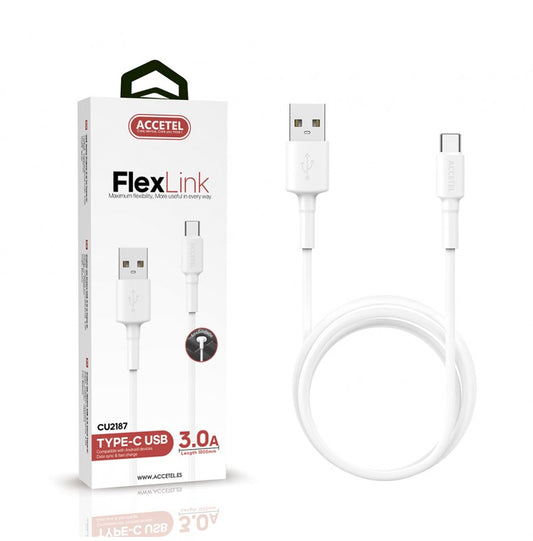 CU2187 Cable Datos TPE 3.0A - Type C (1M) Blanco