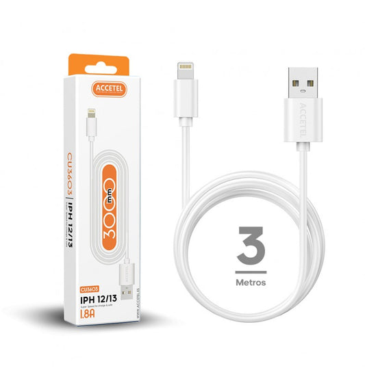 CU3603 Cable Datos 1.8A - Lightning Blanco (3M)